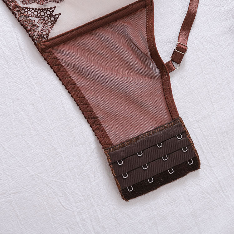 Embroidered Sexy Lingerie Set With Underwire, 4pcs - Late Night Lingerie