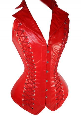 Faux Leather Gothic Halter Neck Corset - Late Night Lingerie