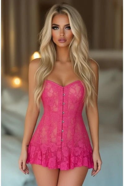 Lavish Lt Sheer Lace Corset Dress - Late Night Lingerie