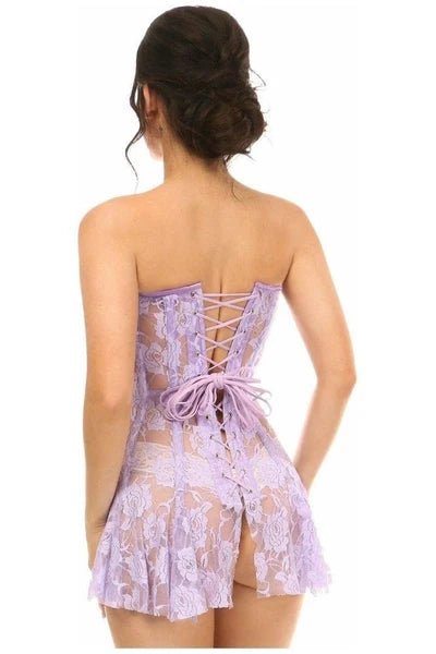 Lavish Lt Sheer Lace Corset Dress - Late Night Lingerie