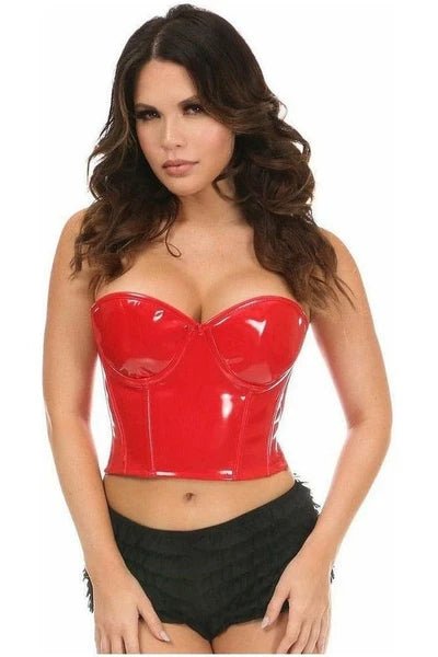 Lavish Red Patent PVC Underwire Bustier - Late Night Lingerie