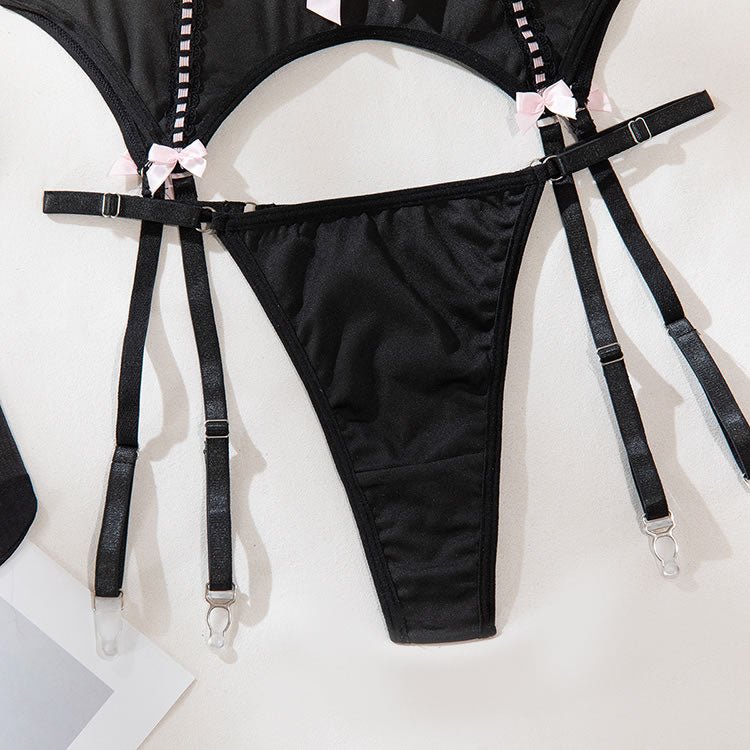 Midnight Ecstasy Gartered Bra Set - Late Night Lingerie