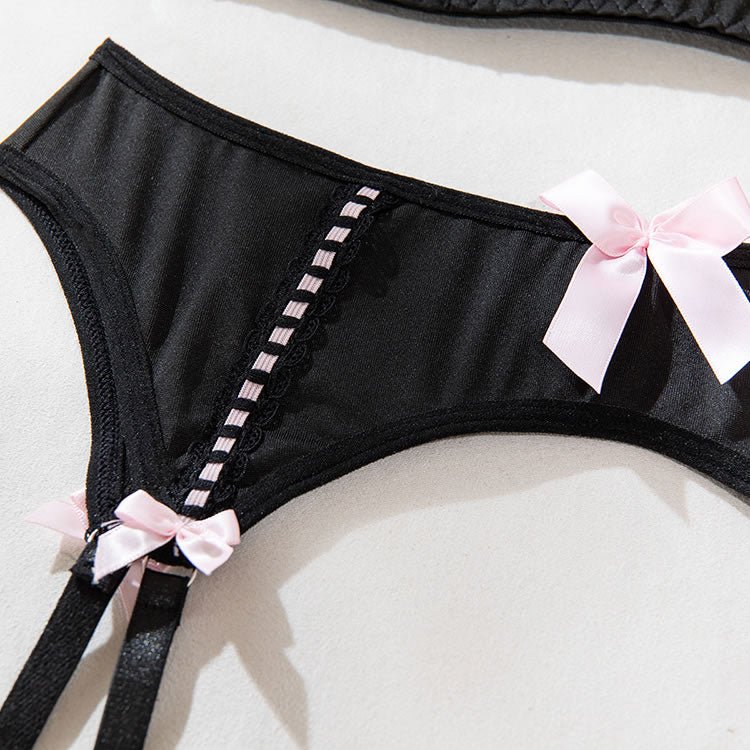 Midnight Ecstasy Gartered Bra Set - Late Night Lingerie