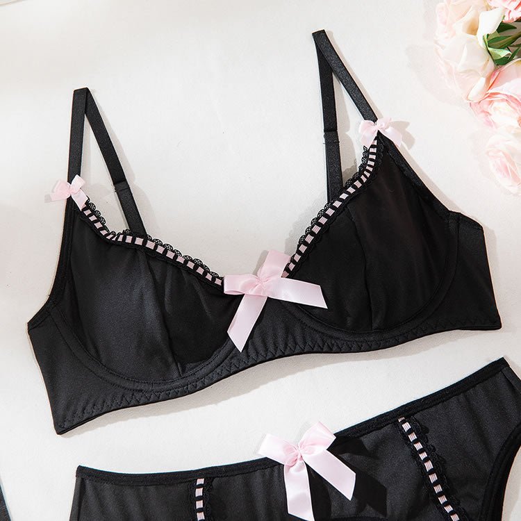 Midnight Ecstasy Gartered Bra Set - Late Night Lingerie