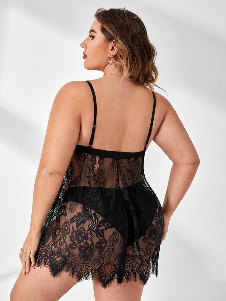 Plus Size Flirty Lace Babydoll Set - Late Night Lingerie