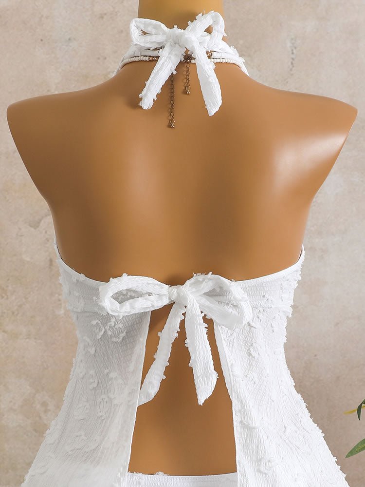 Women's Yellow Halter Two-Piece Swimsuit with Peplum Top - Late Night Lingerie