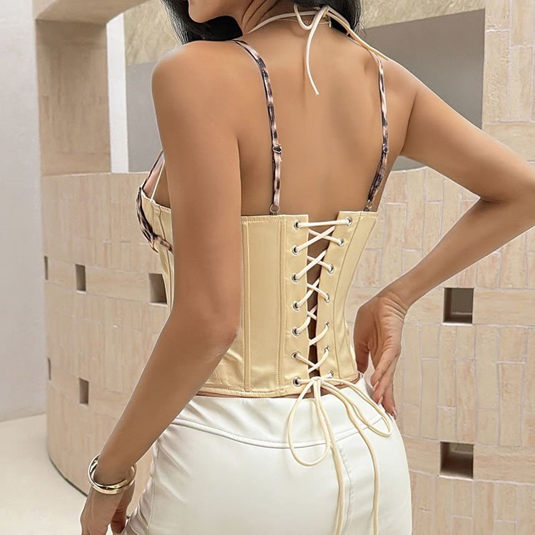 Yellow Leopard Print Corset Top with Bow Detail - Late Night Lingerie